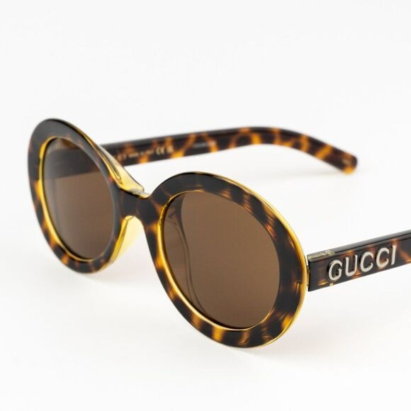 SALE! NEW Gucci GG1722SA 002 Spotted Havana Brown Unisex Oval Sunglasses main image 4